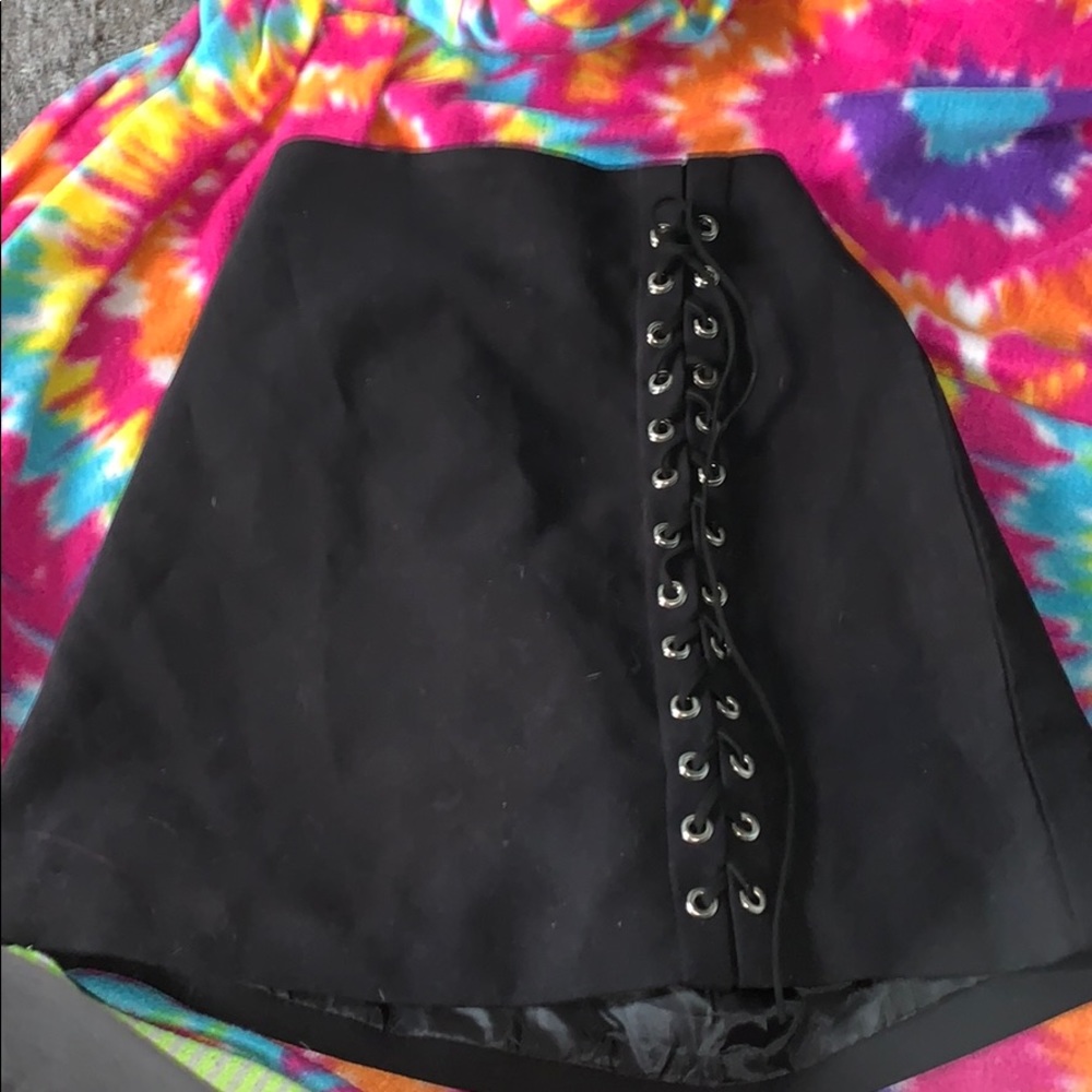 Black lace up skirt